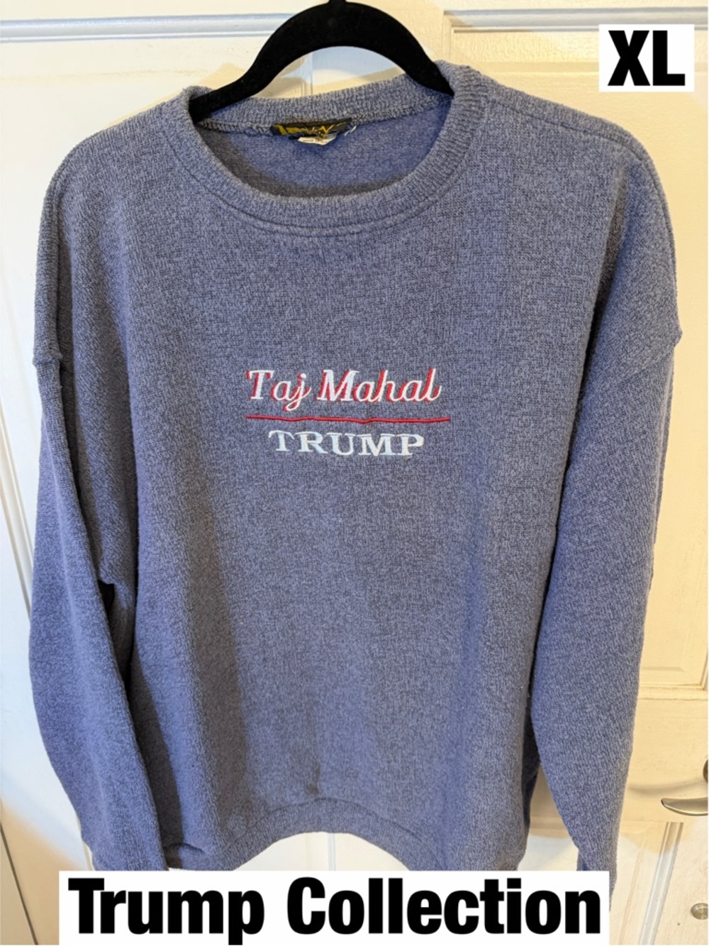 Taj Mahal Trump Gray Embroidered Crewneck Mens Pullover